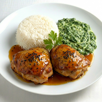 DIA A DIA - Sobrecoxa Desossada sem pele ao Molho de Laranja e Mel, Arroz e Creme de Espinafre 400g