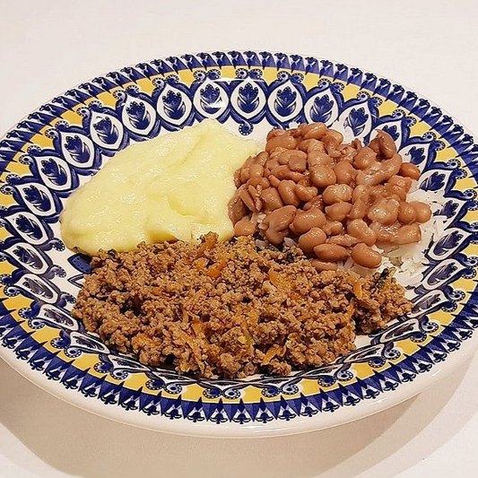 KIDS - Carninha Moída com arroz, feijão e purê