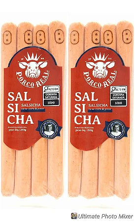 PORCO REAL - Kit 2 Pcts de Salsicha de aprox. 300g cada c/ 4 unids
