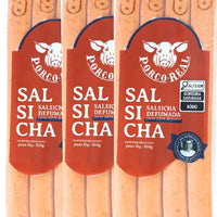 PORCO REAL - Kit 3 Pcts de Salsicha Defumada de aprox. 300g cada c/ 4 unids