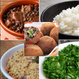 FAMÍLIA - KIT - 6 porc. - Feijoada Light (Ling e Carne Seca), 6 Bolinhos de Feijoada, Arroz, Couve e Farofa - 3,8Kg