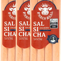 PORCO REAL - Kit 3 Pcts de Salsicha de aprox. 300g cada c/ 4 unids