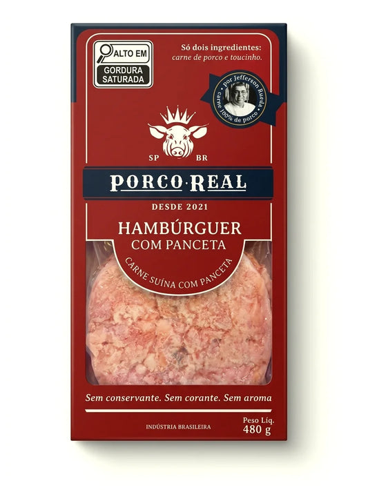 PORCO REAL - Hamburguer de Panceta 480g - 4 unids