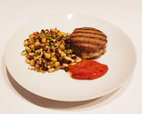 FIT 300 - Hambúrguer de carne recheado de cebola caramelizada, tomate assado e mix de grãos - 300g