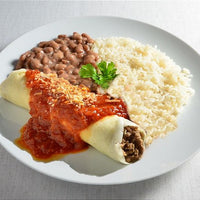 DIA A DIA - Panqueca de Ragú de Carne com arroz e feijão