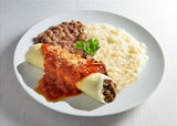 DIA A DIA - Panqueca de Ragú de Carne com arroz e feijão