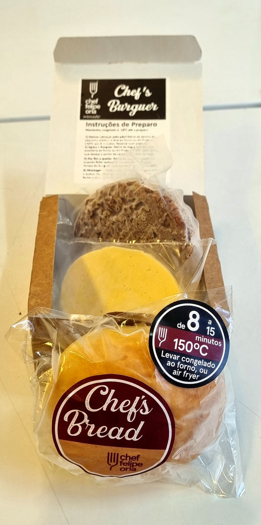 KIT Chef's Burguer 160g + American Cheese + Pão de Brioche