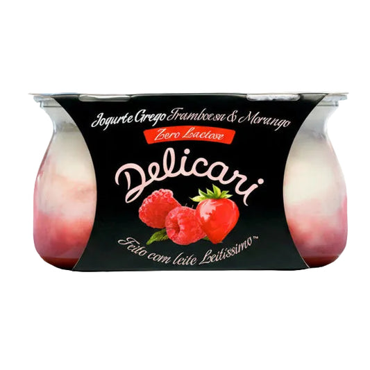 Delicari - Duo de Morango & Framboesa - Pack c/ 2 Iogurtes Gregos Zero Lactose  170g cada