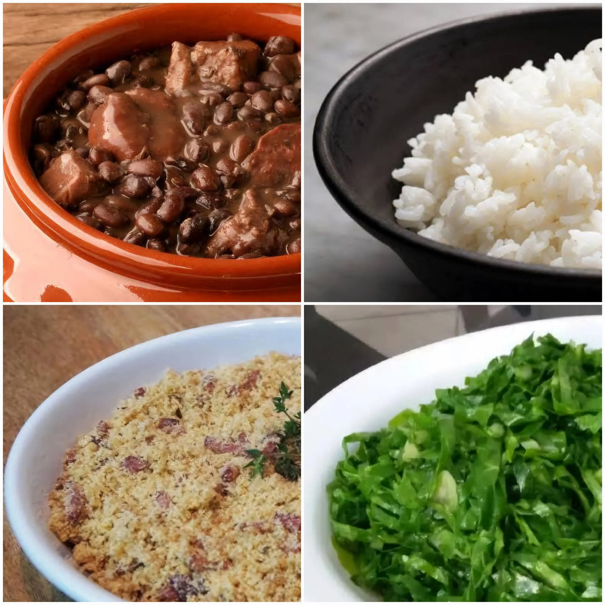 FAMÍLIA - KIT - 4 porc. - Feijoada Light (Ling e C Seca), Arroz, Couve e Farofa de Bacon - 2,7Kg