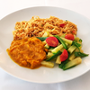 FIT 300 - Frango desfiado com abobrinha, tomate cereja e purê de abóbora - 300g