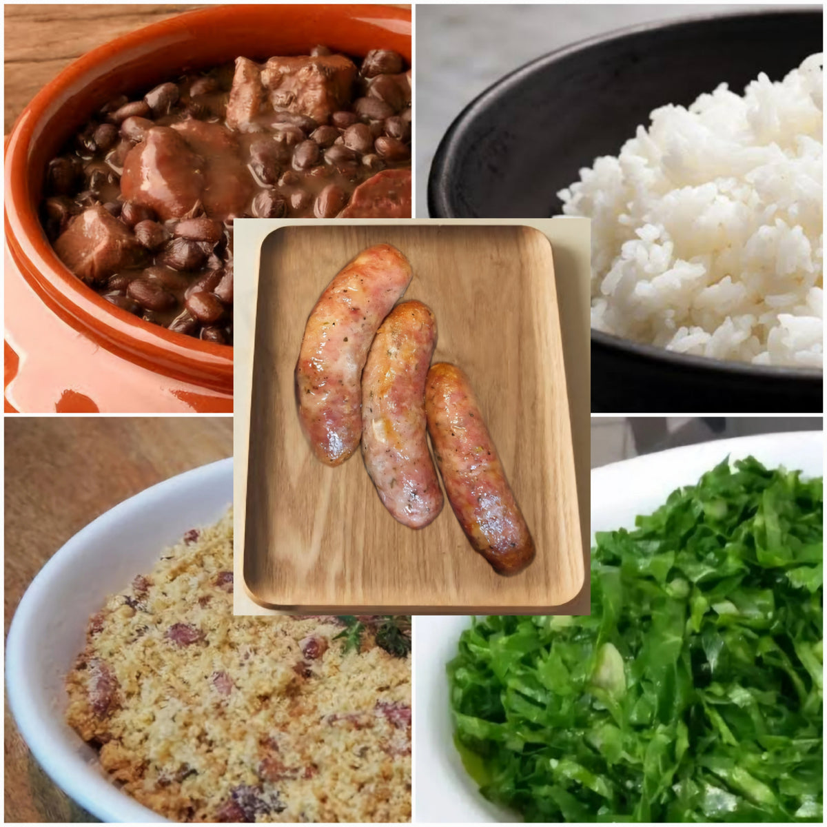 FAMÍLIA - KIT - PORCO REAL - 6 porc - Feijoada Light (Ling e C Seca), Linguiças Porco Real, Arroz e Farofa de Bacon - 4K