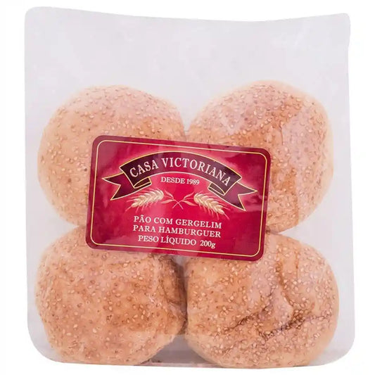 Pão de Hamburguer com Gergelin Casa Victoriana - 200g (4 unids)