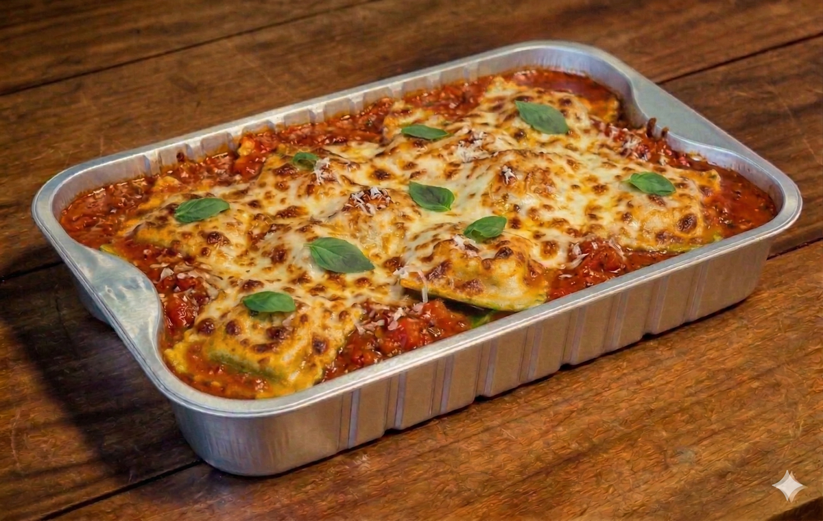 Ravioli Verde (manjericão) de Mozzarella ao Sugo - 1,5Kg - 4 a 5 pessoas - FAMÍLIA - MASSA