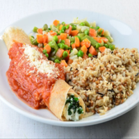 LIGHT 300 - Panqueca Integral de Espinafre e Ricota, Arroz 7 grãos e Leg, no fio de azeite - 300g