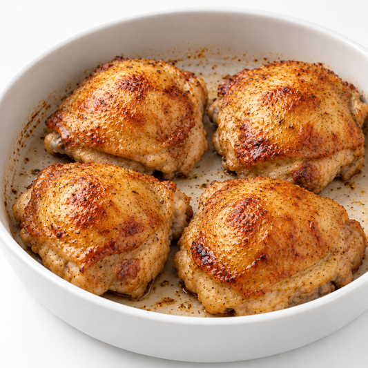 Bandeja Média de Sobrecoxas Assadas (2 a 3 pessoas) 500g (desossadas e sem pele) - FAMÍLIA - PROTEÍNA PRÁTICAao For