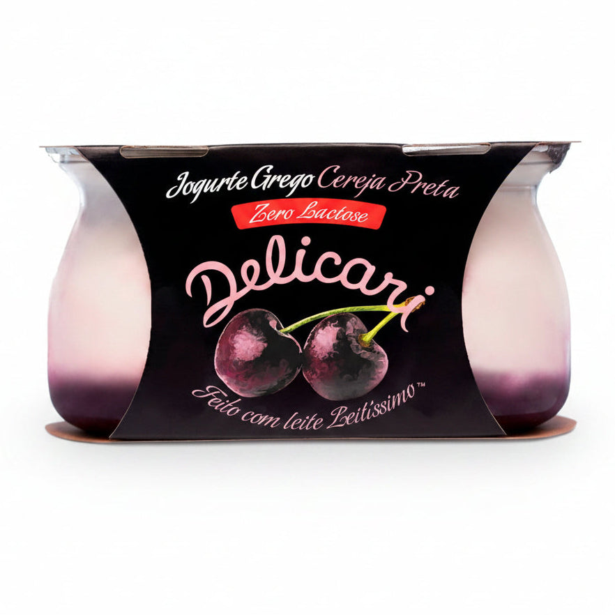 Delicari - Duo de Cereja Preta - Pack c/ 2 Iogurtes Gregos Zero Lactose  170g cada