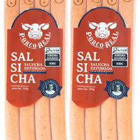 PORCO REAL - Kit 2 Pcts de Salsicha Defumada de aprox. 300g cada c/ 4 unids
