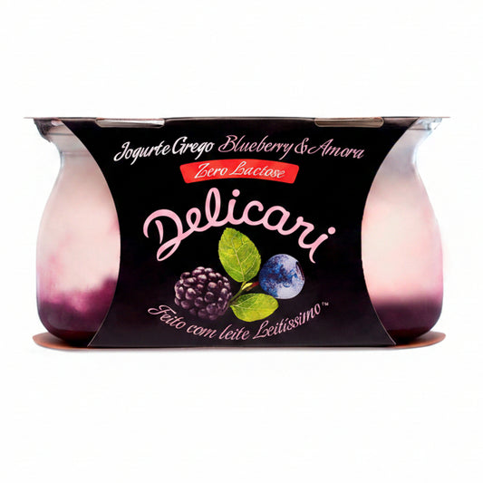 Delicari - Duo de Blueberry & Amora - Pack c/ 2 Iogurtes Gregos Zero Lactose  170g cada