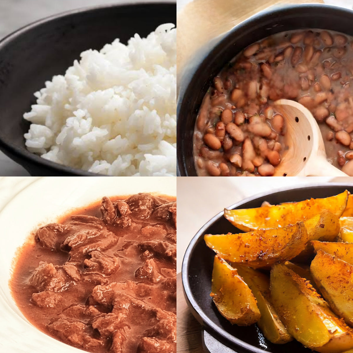 FAMÍLIA - KIT - 4/5 porc. - Picadinho, Arroz, Feijão e Batatas Rústicas - 3Kg