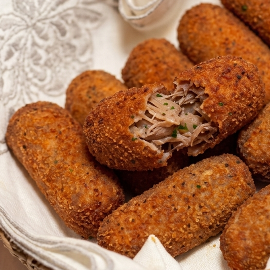 SALGADOS - CROQUETE DE CARNE - Bendita Filó - Pacote com 6 unids