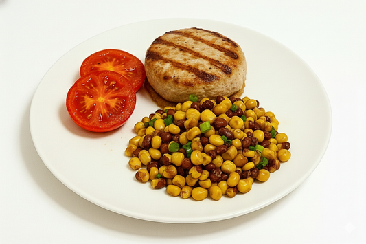 FIT 300 - Hamburguer de Frango Rech de cebola caramelizado, tomates assados, mix de grãos - 300g